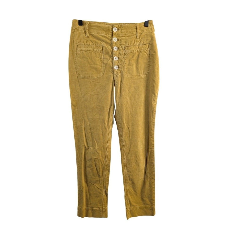Free People Womens 2 Yellow If You Love Something Button Fly Corduroy Pants sz 4